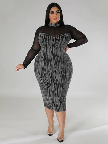 Wmstar Plus Size Γυναικείο φόρεμα Sexy See Through Mesh Συνονθύλευμα Maxi Φόρεμα Μόδα σέξι λέσχη ρούχα Χονδρική Dropshipping 2022