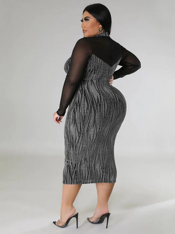 Wmstar Plus Size Γυναικείο φόρεμα Sexy See Through Mesh Συνονθύλευμα Maxi Φόρεμα Μόδα σέξι λέσχη ρούχα Χονδρική Dropshipping 2022