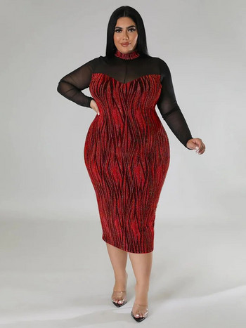 Wmstar Plus Size Γυναικείο φόρεμα Sexy See Through Mesh Συνονθύλευμα Maxi Φόρεμα Μόδα σέξι λέσχη ρούχα Χονδρική Dropshipping 2022