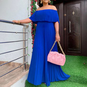 Široka ženska haljina velike veličine s volanima i otvorenim ramenima, modna, elegantna odjeća, ležerna luksuzna haljina, večernja haljina za proljeće 2023.