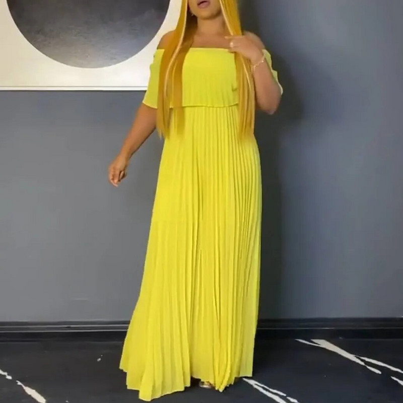 Široka ženska haljina velike veličine s volanima i otvorenim ramenima, modna, elegantna odjeća, ležerna luksuzna haljina, večernja haljina za proljeće 2023.