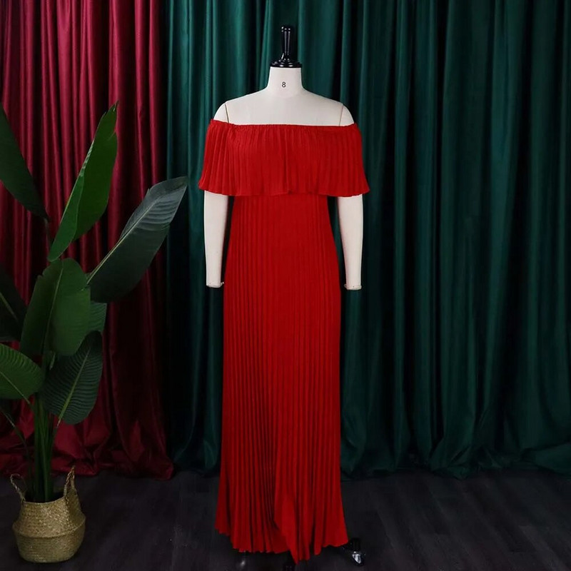 Široka ženska haljina velike veličine s volanima i otvorenim ramenima, modna, elegantna odjeća, ležerna luksuzna haljina, večernja haljina za proljeće 2023.
