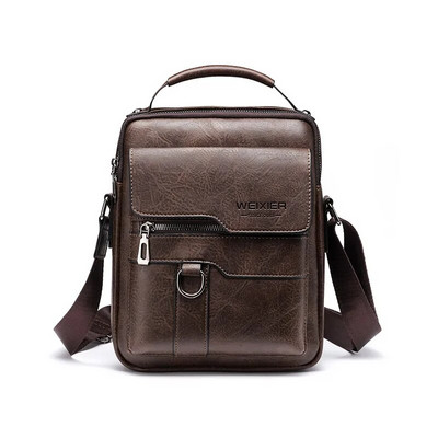 WEIXIER Férfi Crossbody táska Válltáskák Vintage férfi kézitáskák Nagy kapacitású PU bőrtáska férfi futártáskák hordtáska