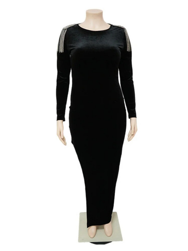 Wmstar suures suuruses naiste peokleidid, sametine õõnsad, seksikad tutiga õlad Elegantne õhtune maksikleit hulgimüük Dropshipping