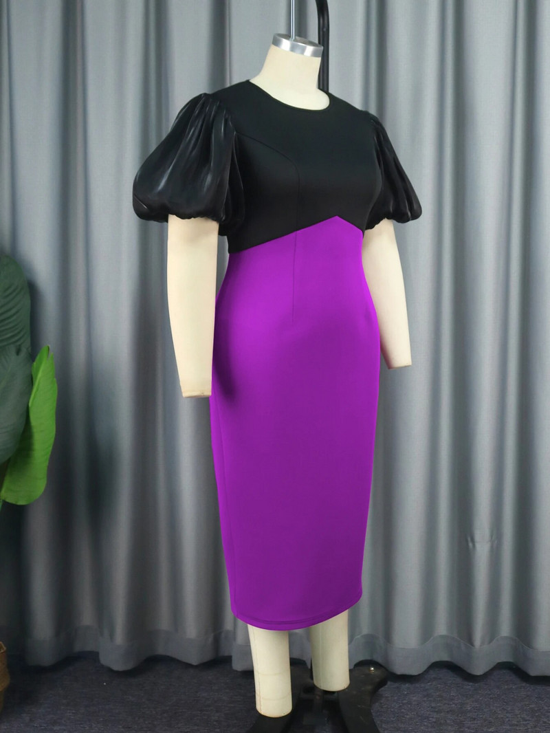 Juodos purpurinės marmurinės suknelės moterims Elegantiškos trumpomis rankovėmis su žibintuvėliu, iki šlaunies vidurio Formalus plius dydis Vestidos Summer