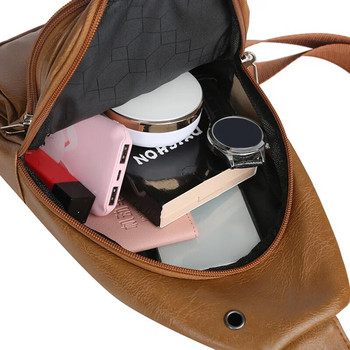 Луксозна мека кожена мъжка чанта за гърди Бизнес мъжка чанта през рамо през рамо Мултифункционална чанта за прашка Мъжка чанта за мобилен телефон