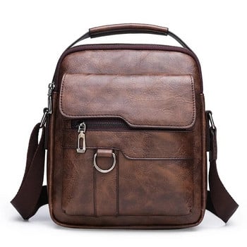 Луксозна марка Ретро мъжка чанта през рамо Кожена чанта през рамо за мъже Дамски чанти Кафяво Черна Бизнес чанта Messenger Странична мъжка чанта с капак