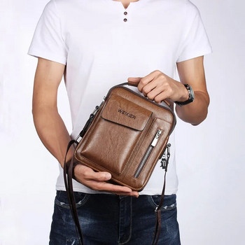WEIXIER Мъжки чанти през рамо Чанта през рамо Многофункционална мъжка ръчна чанта Чанта от PU кожа за мъжки чанти Messenger Чанта чанта