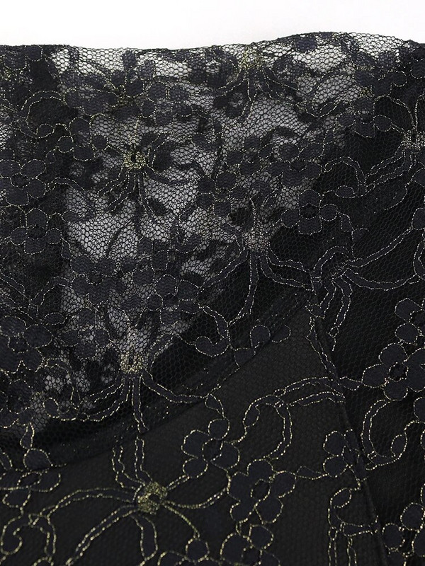 Suures suuruses elegantsed õhtukleidid naiste mustad pitsist lapilised lühikeste varrukatega kaelus, suvised stiilsed kuulsuste hommikumantlid