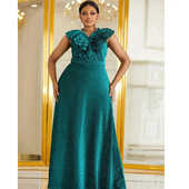 Didelio dydžio didelė moteriška suknelė Žalia Nauja suknelė be rankovių su blizgučiais V formos iškirpte Laisvos mados elegantiškos vakarinės suknelės