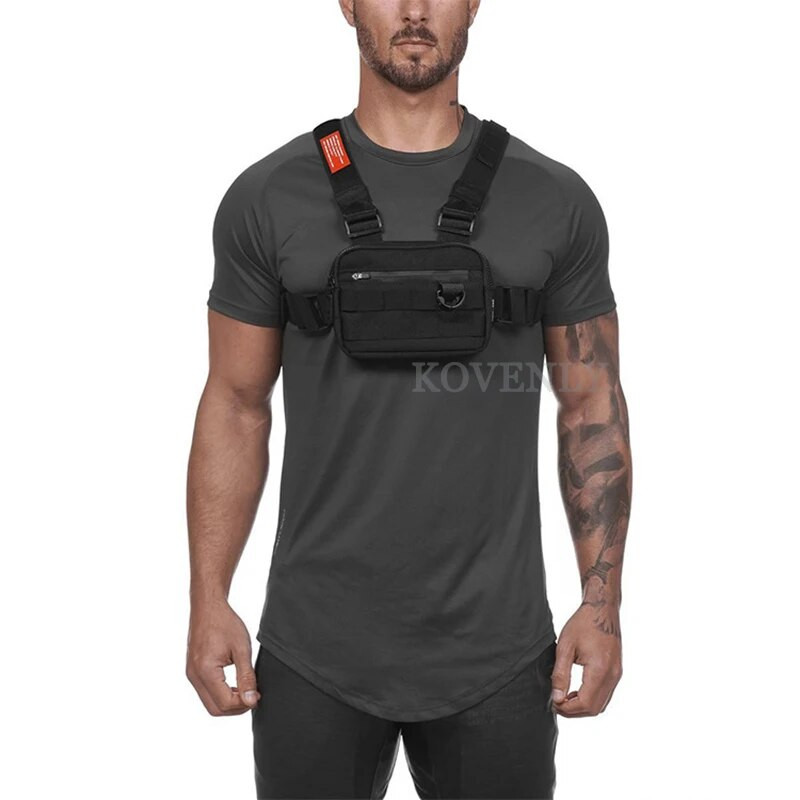 Naujas krūtinės įtaisas Vyriškas krepšys laisvalaikio funkcionalumas Lauko stiliaus krūtinės krepšys Mažas taktinis liemenė Krepšiai Gatvės drabužiai vyriškiems juosmens krepšiai Kanye