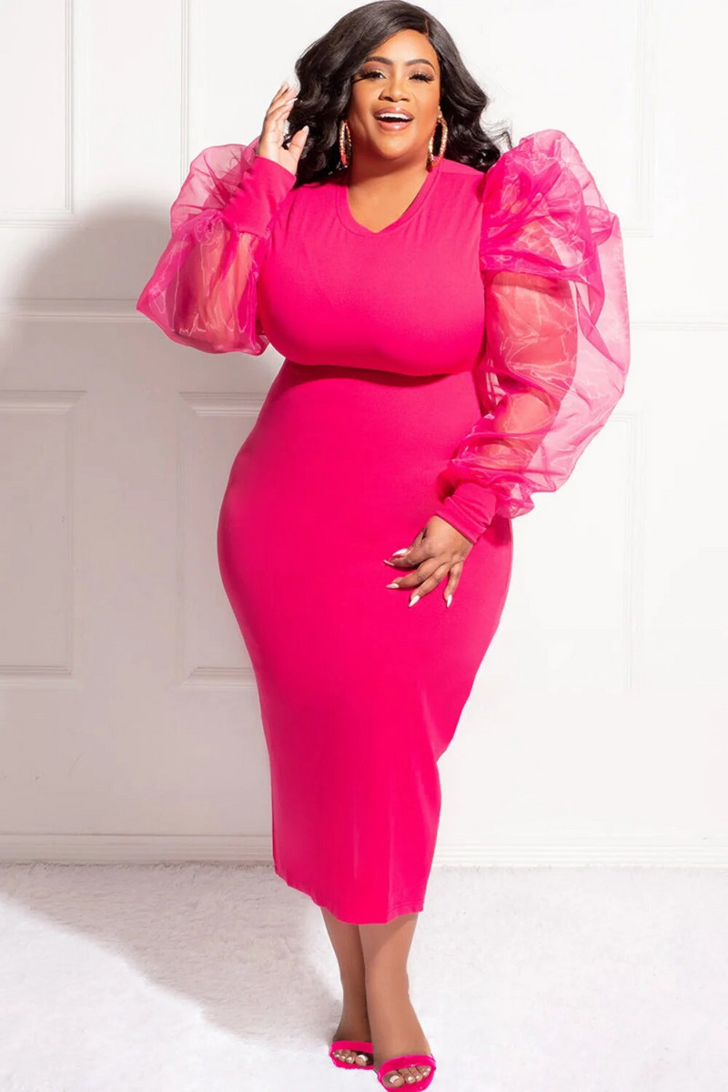 SOMO plius dydžio naktinio klubo madinga seksuali marlės suknelė su marlės formos iškirpte ilgomis rankovėmis Vasarinė suknelė su apvaliu kaklu Didmeninė prekyba