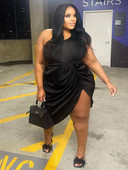 ZJFZML ZZ Haljine veće veličine Ženska odjeća Elegantne nagnute naramenice bez rukava s nabranim bočnim razdjeljkom Rođendanske haljine za slavne osobe