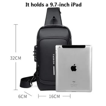 Αντικλεπτική τσάντα ταξιδίου ανδρική τσάντα φόρτισης USB Πακέτο πολλαπλών λειτουργιών λουστρίνι τσάντα στήθους Ανδρική ανδρική τσάντα χιαστί