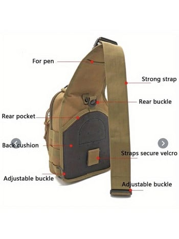 Πολυχρηστικό σακίδιο πλάτης τακτικής σφεντόνας Τσάντα στήθους σώματος Πεζοπορική τσάντα μεταφοράς κυνηγιού