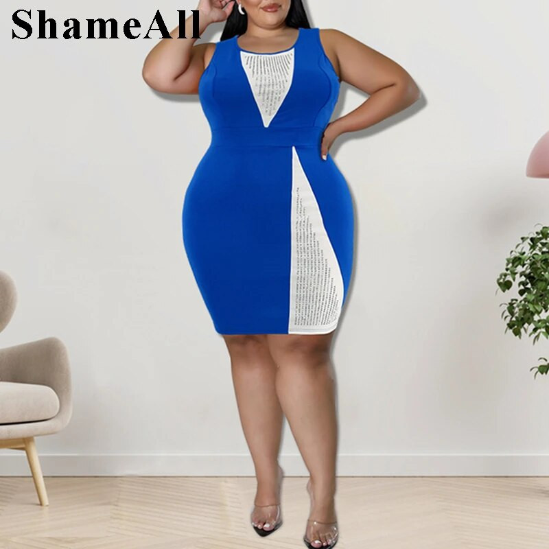 Rochie cu paiete mozaic, fără mâneci, cu paiete, lungă până la genunchi, 4xl, vară, blocare culori, ținute de petrecere de club, rochie midi