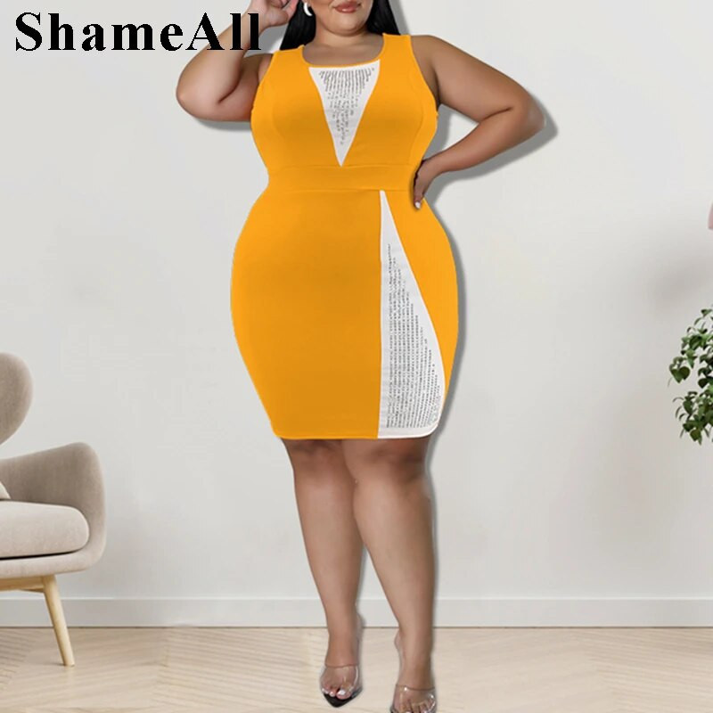 Rochie cu paiete mozaic, fără mâneci, cu paiete, lungă până la genunchi, 4xl, vară, blocare culori, ținute de petrecere de club, rochie midi