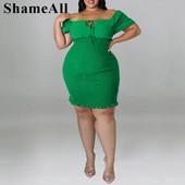 Didelio dydžio, nuplėšta nuo pečių, 4XL maža suknelė su tampriu apvalkalu, vasarinė solidi, seksuali marlė, sulankstoma be nugaros, naktinio vakarėlio klubo apranga