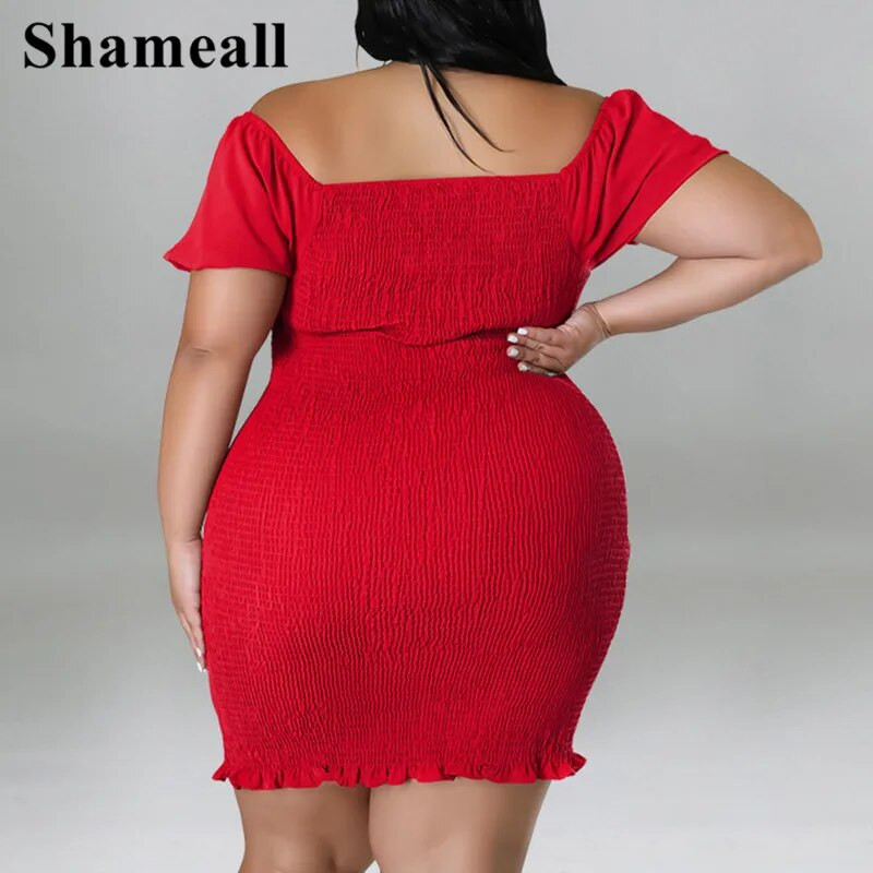 Didelio dydžio, nuplėšta nuo pečių, 4XL maža suknelė su tampriu apvalkalu, vasarinė solidi, seksuali marlė, sulankstoma be nugaros, naktinio vakarėlio klubo apranga