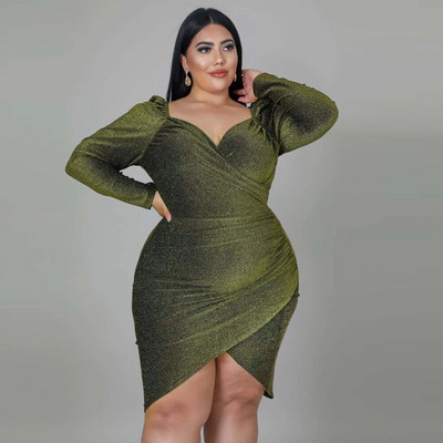 Didelio dydžio mini suknelė purpurinė blizganti blizganti seksuali moteriška ilgomis rankovėmis pavasario vasara asimetriška naktinio klubo vakarėlio suknelės dideli dydžiai