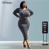 Haljine veće veličine za žene 2021. Party Eleagent Uredska dama Slip Maxi haljina s perlama Odjeća za noćni klub Veleprodaja Dropshipping