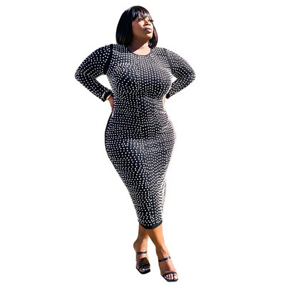 Haljine veće veličine za žene 2021. Party Eleagent Uredska dama Slip Maxi haljina s perlama Odjeća za noćni klub Veleprodaja Dropshipping