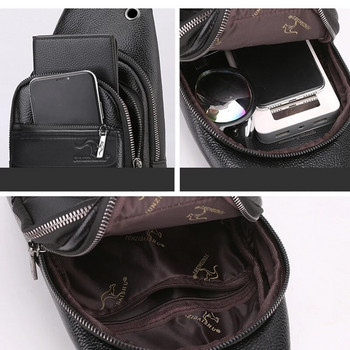 Мъжка туристическа многофункционална чанта за гърди Дизайнерска ежедневна чанта през рамо от PU кожа за мъже Универсална черна ретро чанта през рамо