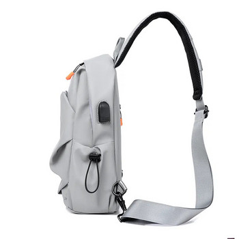 Ανδρική τσάντα στήθους Φορητή τσάντα χιαστί ώμου με τρύπα ακουστικών Πολυλειτουργική τσάντα στήθους αναψυχής