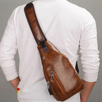 Нова мъжка чанта с двойно издърпване и голям капацитет, модерна ежедневна катарама през рамо през рамо, чанта за гърди, чанта за езда