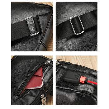 Нова мъжка чанта с двойно издърпване и голям капацитет, модерна ежедневна катарама през рамо през рамо, чанта за гърди, чанта за езда