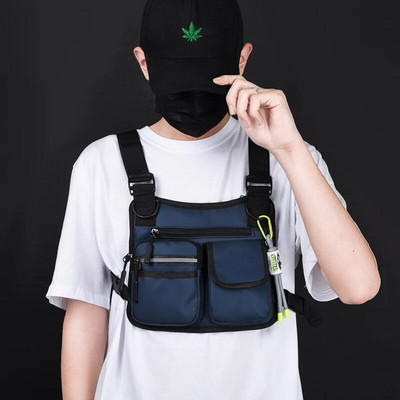 2022 m. „Hip Hop Streetwear“ krūtinės krepšys su pakabuku Aukštos kokybės Oksfordo unisex taktinė liemenė, daugiafunkciniai krūtinės krepšiai, juosmens paketai