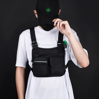 2022 m. „Hip Hop Streetwear“ krūtinės krepšys su pakabuku Aukštos kokybės Oksfordo unisex taktinė liemenė, daugiafunkciniai krūtinės krepšiai, juosmens paketai