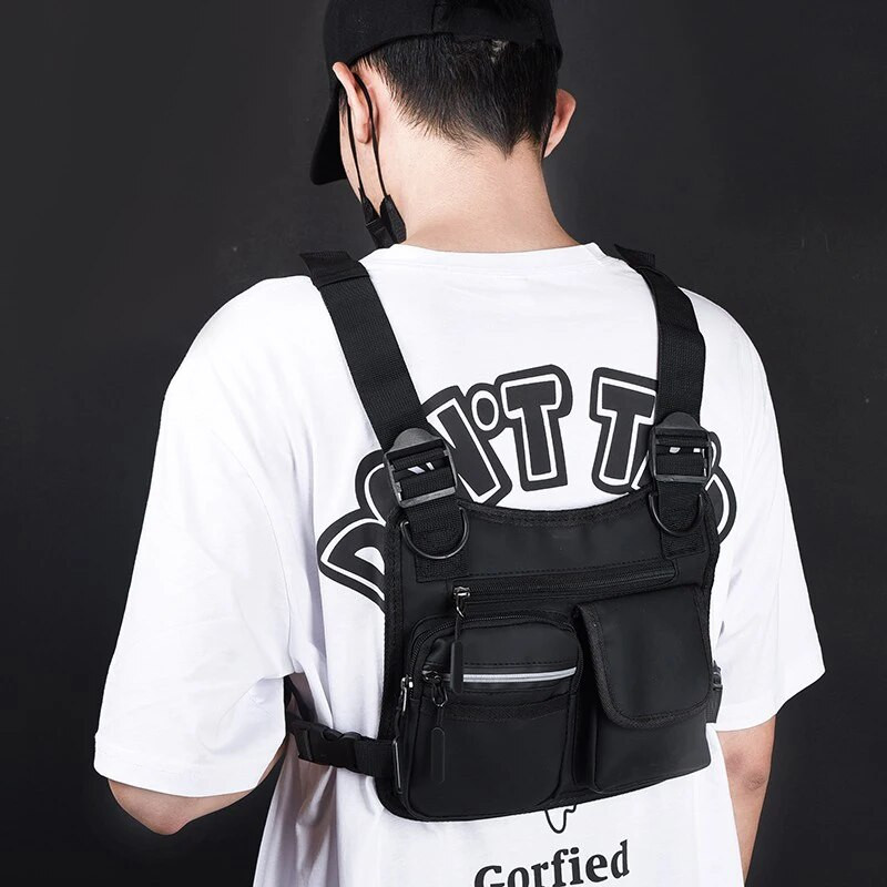 2022 m. „Hip Hop Streetwear“ krūtinės krepšys su pakabuku Aukštos kokybės Oksfordo unisex taktinė liemenė, daugiafunkciniai krūtinės krepšiai, juosmens paketai