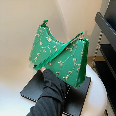 Τσάντα ώμου καλοκαιρινής δαντέλας με φλοράλ ραφές για γυναίκες 2023 Μαλακές δερμάτινες τσάντες μασχάλης από PU Τσάντα ταξιδιού για κορίτσια Μικρή τσάντα