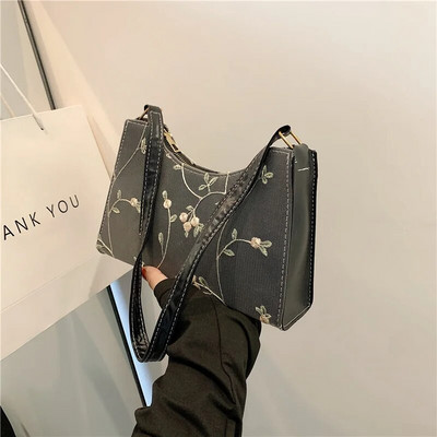 Τσάντα ώμου καλοκαιρινής δαντέλας με φλοράλ ραφές για γυναίκες 2023 Μαλακές δερμάτινες τσάντες μασχάλης από PU Τσάντα ταξιδιού για κορίτσια Μικρή τσάντα