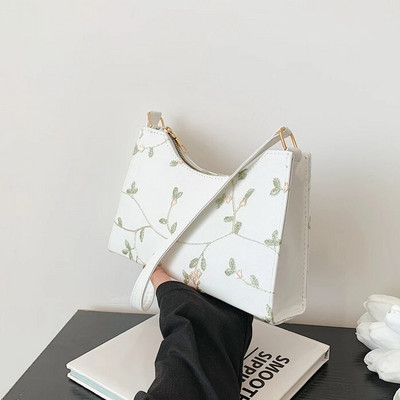 Τσάντα ώμου καλοκαιρινής δαντέλας με φλοράλ ραφές για γυναίκες 2023 Μαλακές δερμάτινες τσάντες μασχάλης από PU Τσάντα ταξιδιού για κορίτσια Μικρή τσάντα