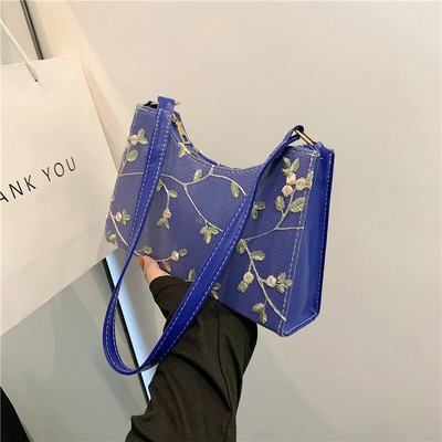 Τσάντα ώμου καλοκαιρινής δαντέλας με φλοράλ ραφές για γυναίκες 2023 Μαλακές δερμάτινες τσάντες μασχάλης από PU Τσάντα ταξιδιού για κορίτσια Μικρή τσάντα