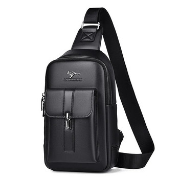 Ανδρική τσάντα στήθους μάρκας Luxury Kangaroo Δερμάτινη τσάντα χιαστί ανδρική τσάντα ταξιδιού Μαύρη καφέ Messenger τσάντα ώμου