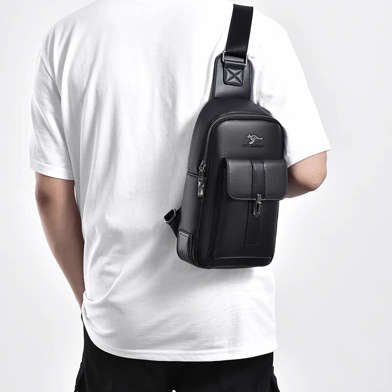 Känguru Luksuslik Brand Man Rinnakott Nahast Crossbody kott Meestele Reisikott Must pruun Messenger õlakott meestele