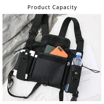 Функционална тактическа чанта за гърди Модна хип-хоп жилетка Bullet Streetwear Чанта за кръста Дамска черна чанта за гърди 233