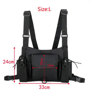 Функционална тактическа чанта за гърди Модна хип-хоп жилетка Bullet Streetwear Чанта за кръста Дамска черна чанта за гърди 233