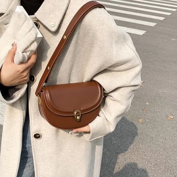 LEFTSIDE Saddle Crossbody чанти за жени 2023 Trend Мода PU кожени малки чанти през рамо и портмонета Масивна ретро чанта