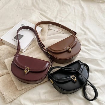 LEFTSIDE Saddle Crossbody чанти за жени 2023 Trend Мода PU кожени малки чанти през рамо и портмонета Масивна ретро чанта