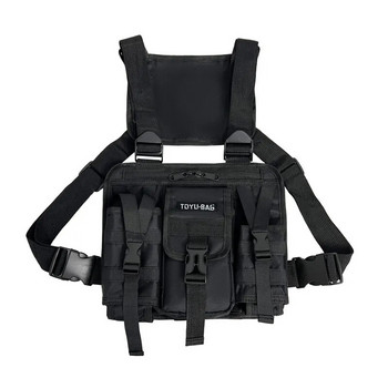 Unisex τσάντα στήθους Λειτουργική τακτική συσκευασία στήθους Μόδα Bullet Hip hop γιλέκο Streetwear Τσάντες μέσης Γυναικεία Μαύρη τσάντα στήθους