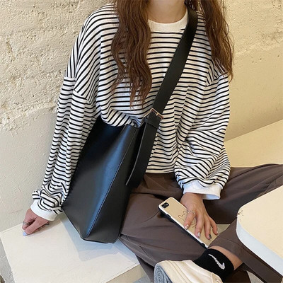 Fashion Pu Δερμάτινες σύνθετες τσάντες για γυναικείες τσάντες casual μασίφ μεγάλης χωρητικότητας κουβά για γυναίκες Απλές τσάντες ώμου μεγάλη τσάντα