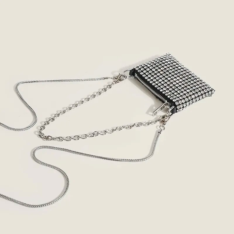 JIOMAY prabangios dizainerių rankinės moterims 2022 m. Kalnų krištolas Krepšiai Moterų piniginė lūpų dažams Mados vakarėlio grandinėlė Mini pečių krepšiai