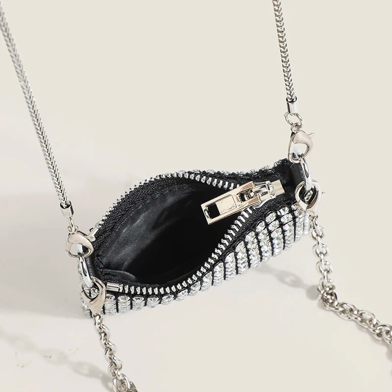 JIOMAY prabangios dizainerių rankinės moterims 2022 m. Kalnų krištolas Krepšiai Moterų piniginė lūpų dažams Mados vakarėlio grandinėlė Mini pečių krepšiai