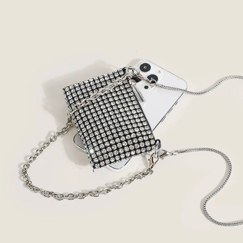 JIOMAY prabangios dizainerių rankinės moterims 2022 m. Kalnų krištolas Krepšiai Moterų piniginė lūpų dažams Mados vakarėlio grandinėlė Mini pečių krepšiai