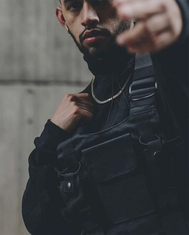 Universalus dvipusis radijo dėklas, diržai krūtinės įtaiso krepšys, taktinis hiphopo gatvės aprangos funkcinis liemenės kišenė priekinės pakuotės maišelio dėklas