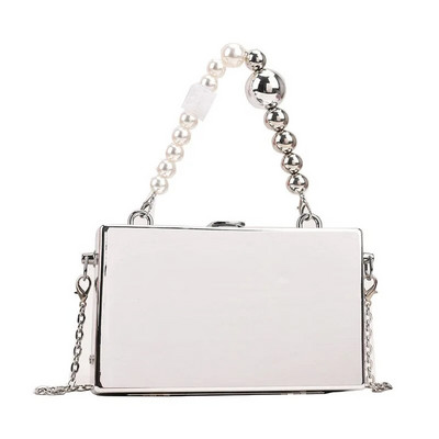 Metalinės dėžutės pečių krepšys Trend 2023 dizainerio rankinė Moteriška mada Chic Point vakarėlis sankabos krepšys Naujiena sidabrinė grandinėlė Crossbody Bag